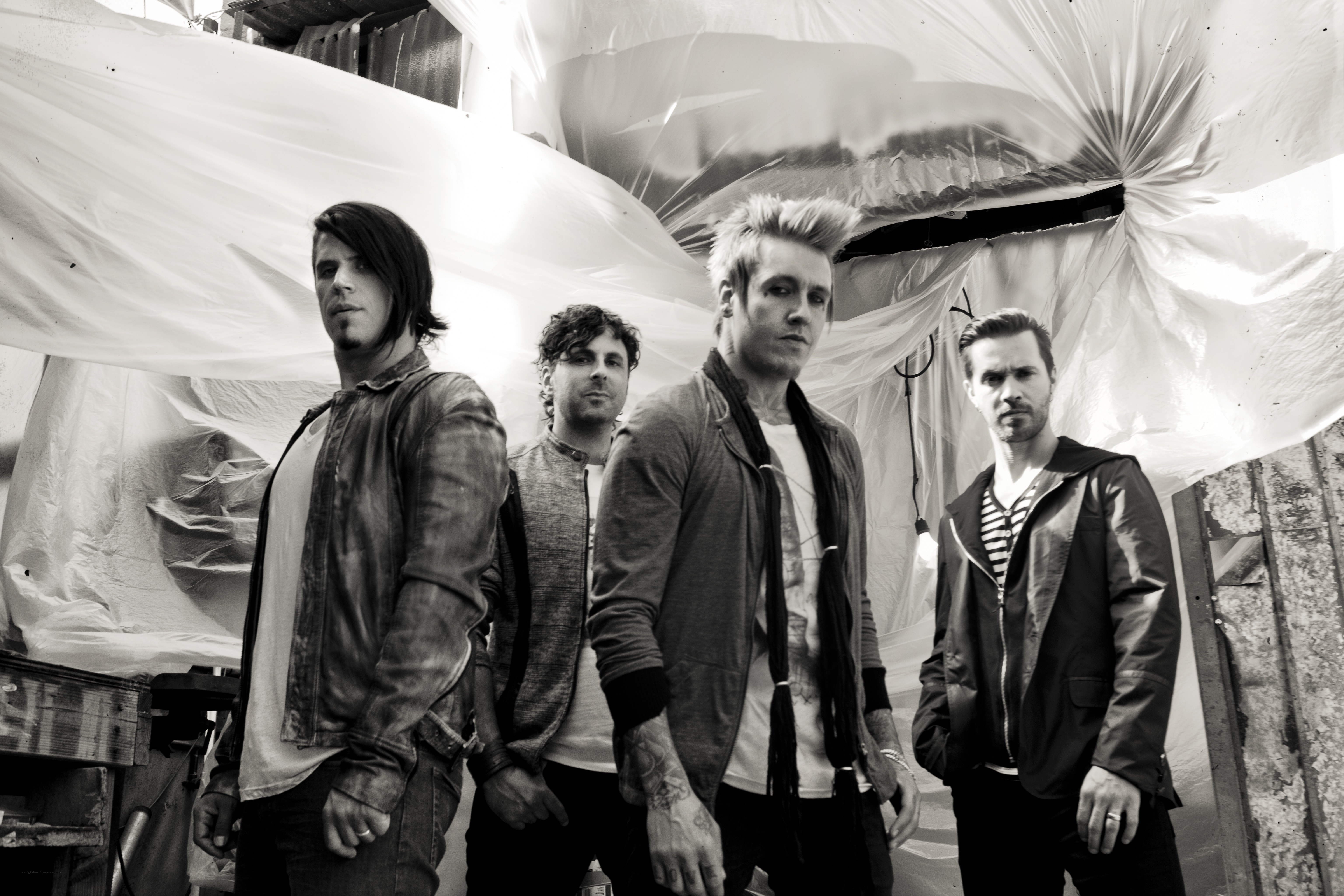 band members in black and white