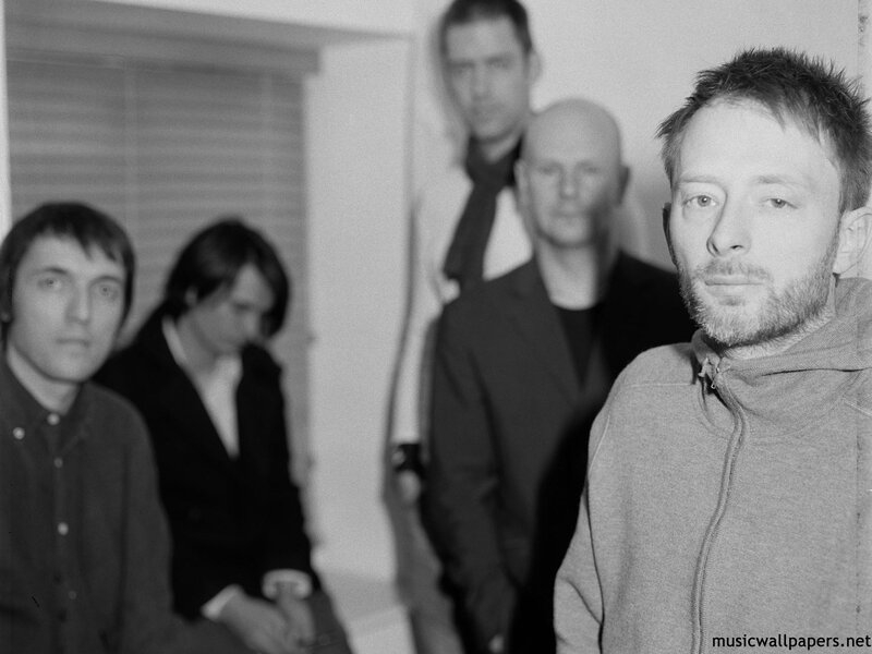 band members in black and white