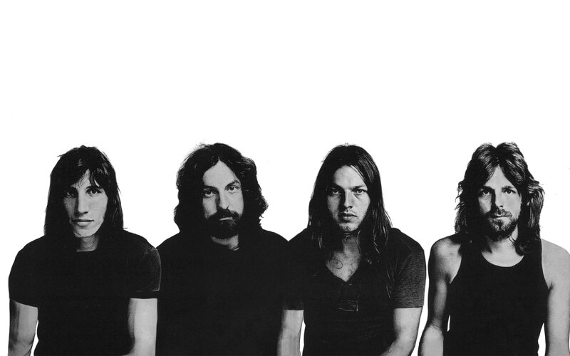 band members in black and white