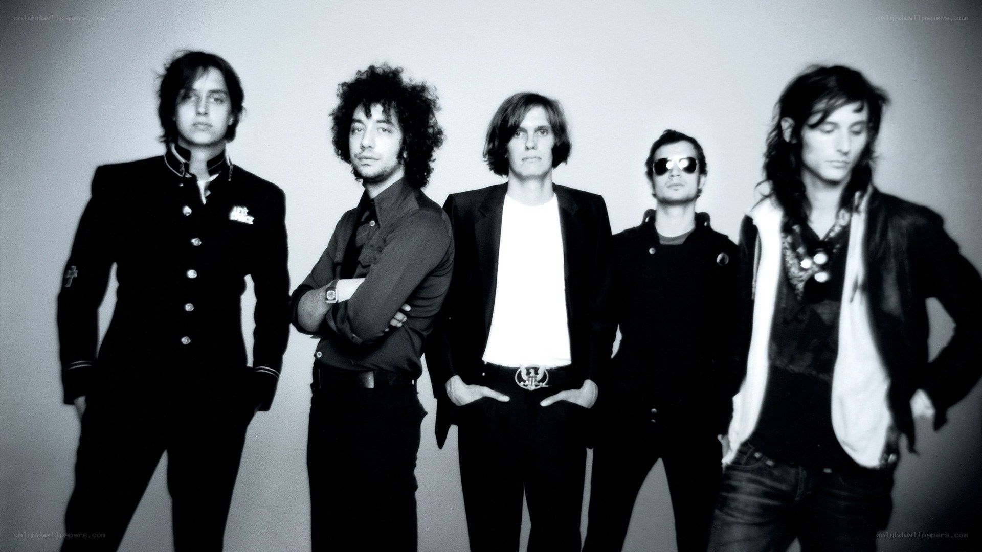 band members in black and white