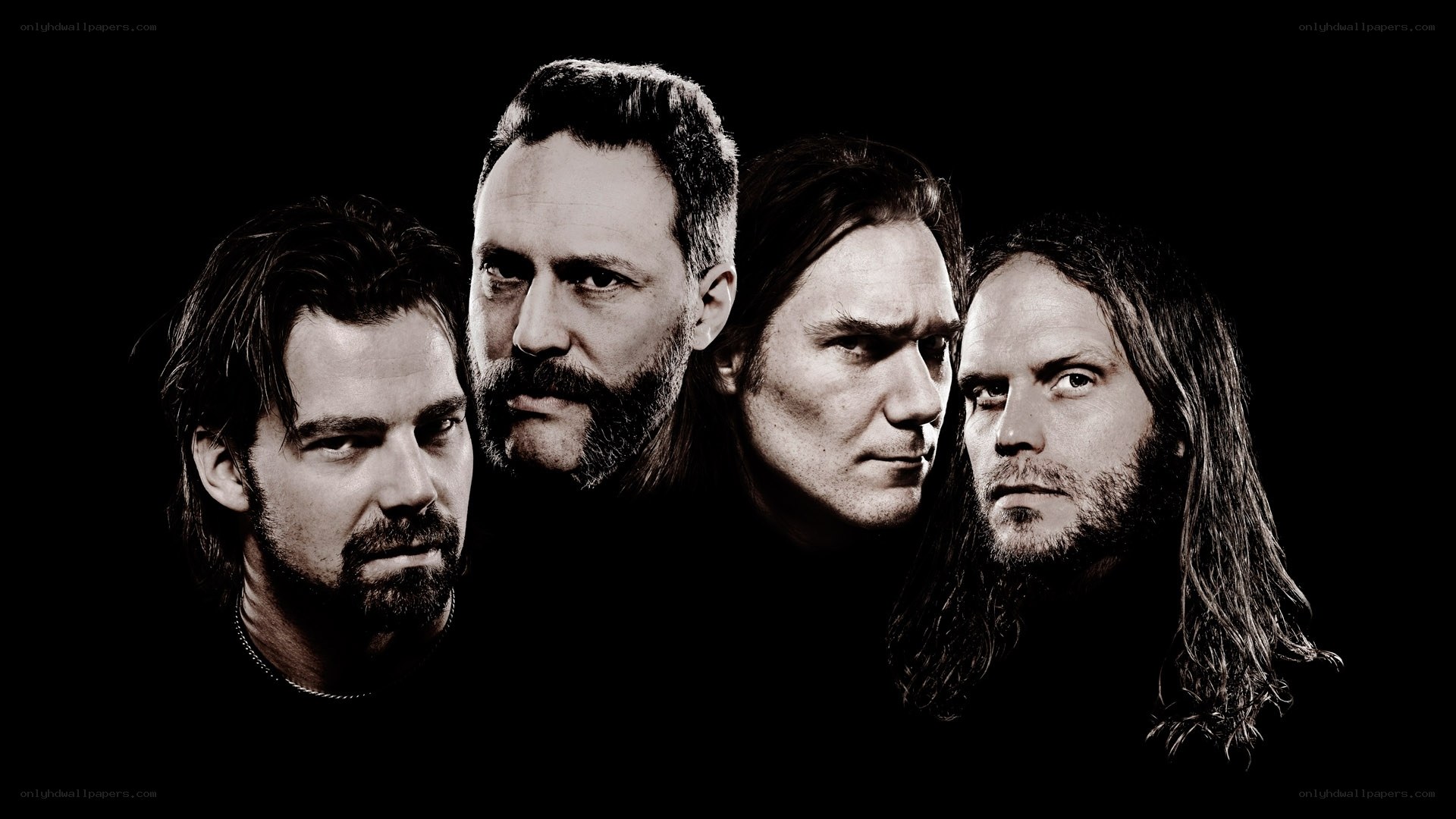 band members in black and white