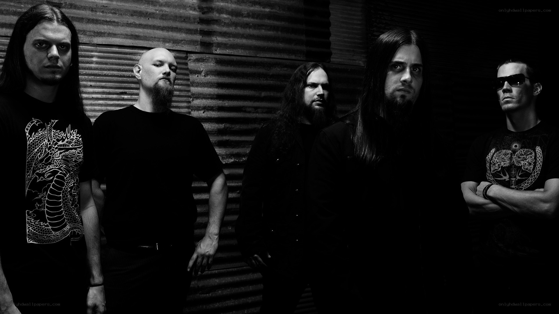 band members in black and white