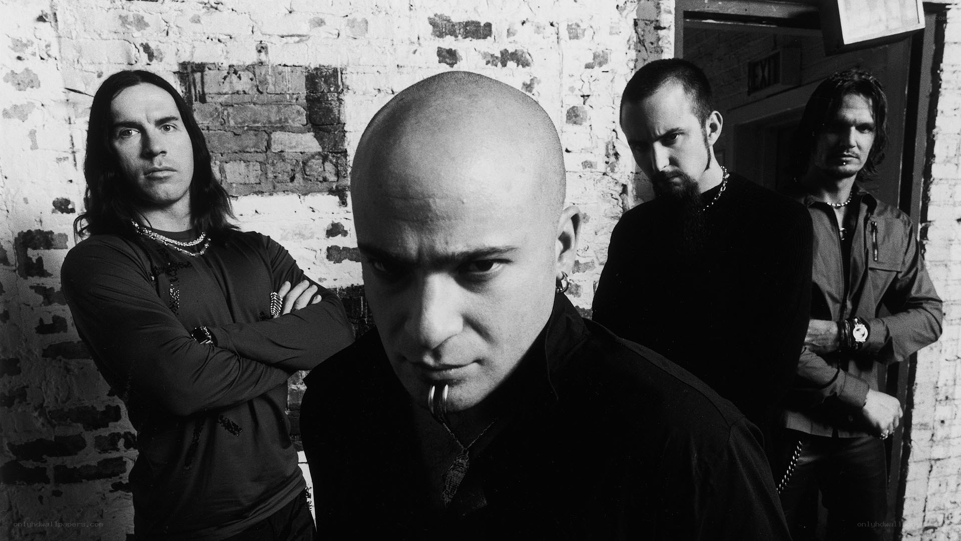 band members in black and white