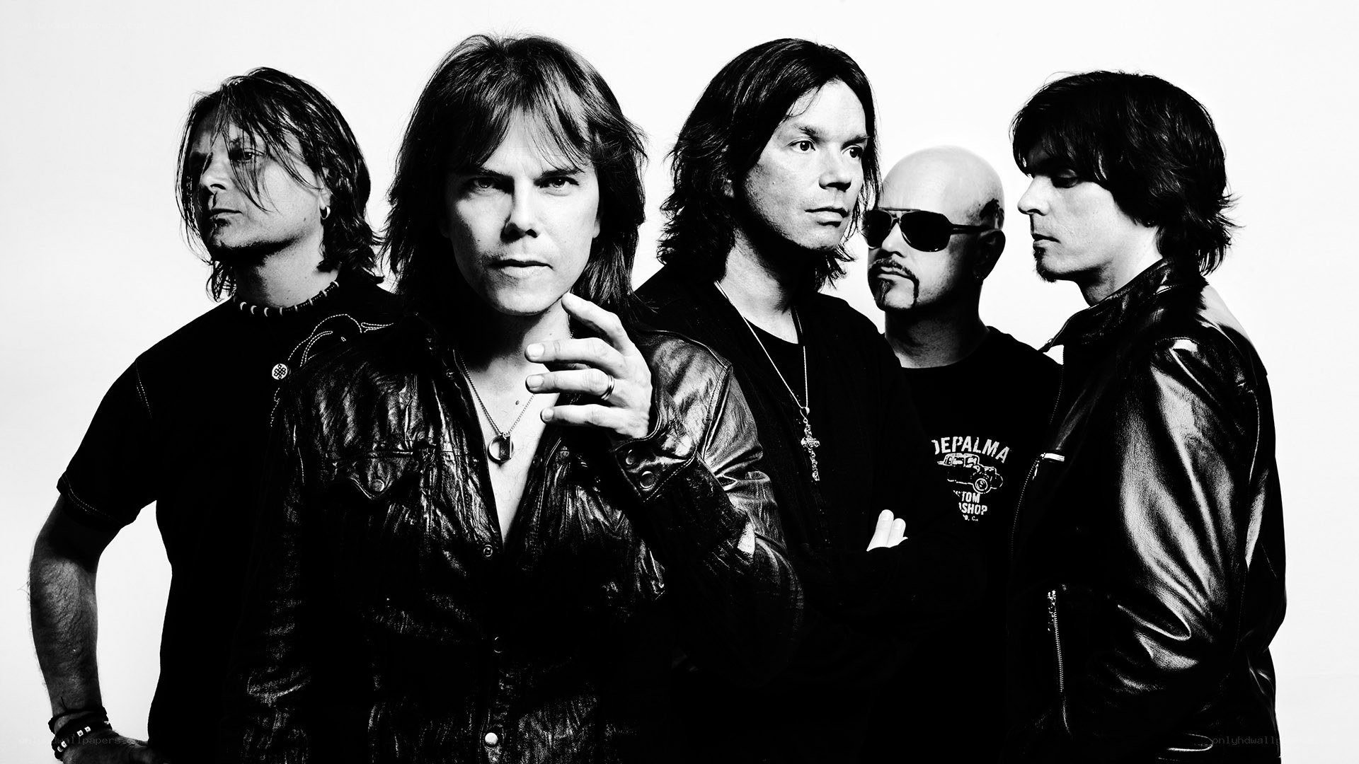 band members in black and white