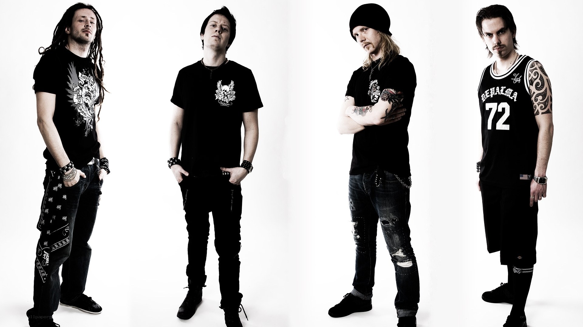 band members in black clothing