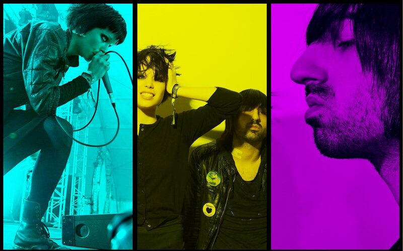 band members in colorful panels