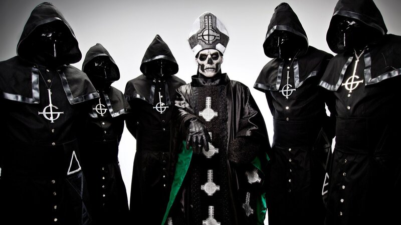 Band Members in Costumes — Black, Dramatic