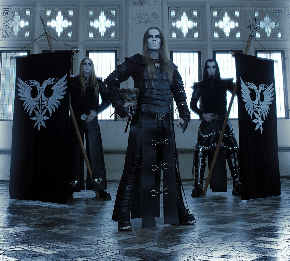 band members in dark armor