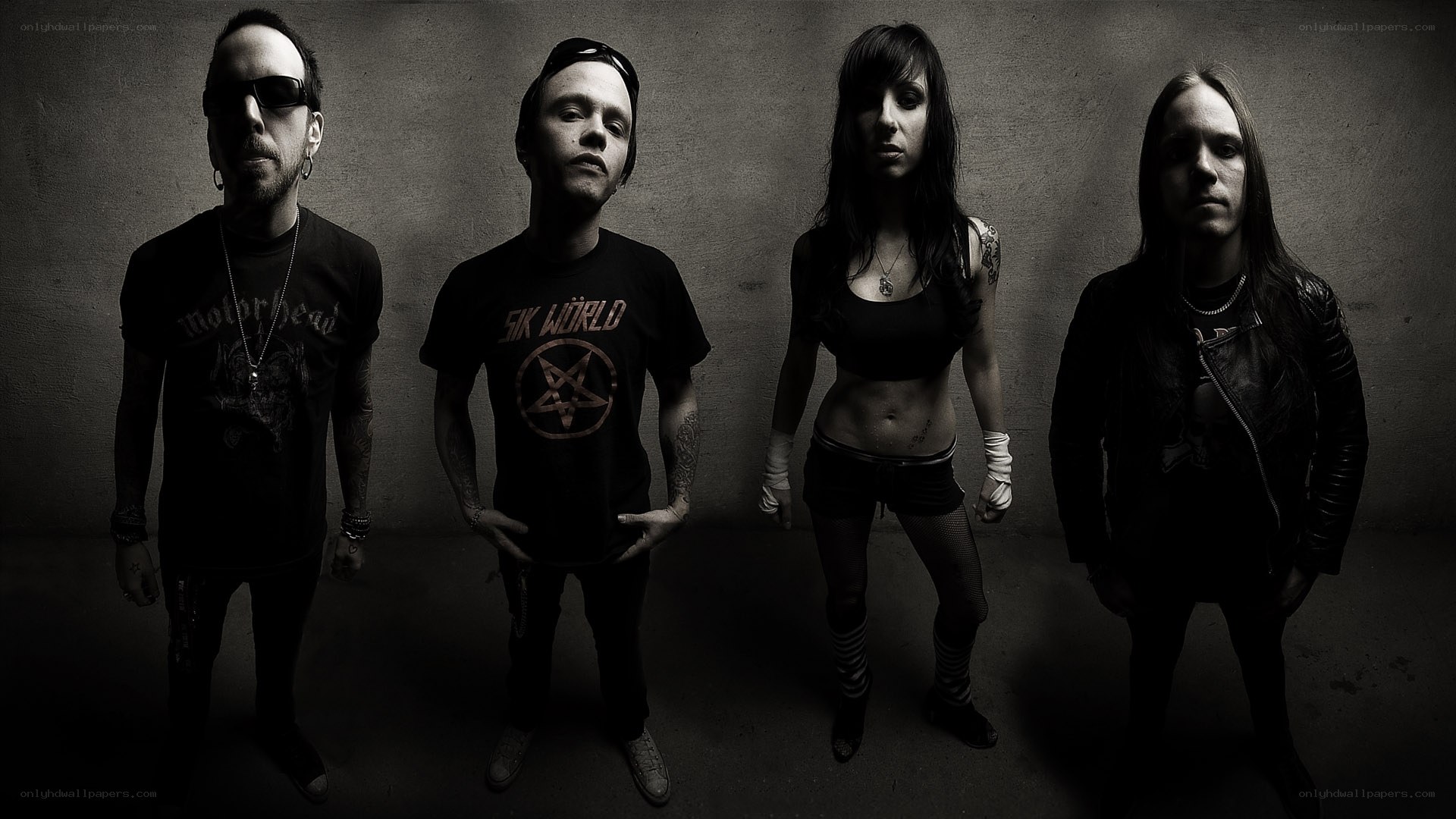 band members in dark setting