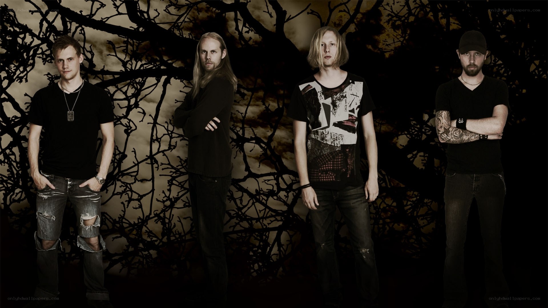 band members in dark setting