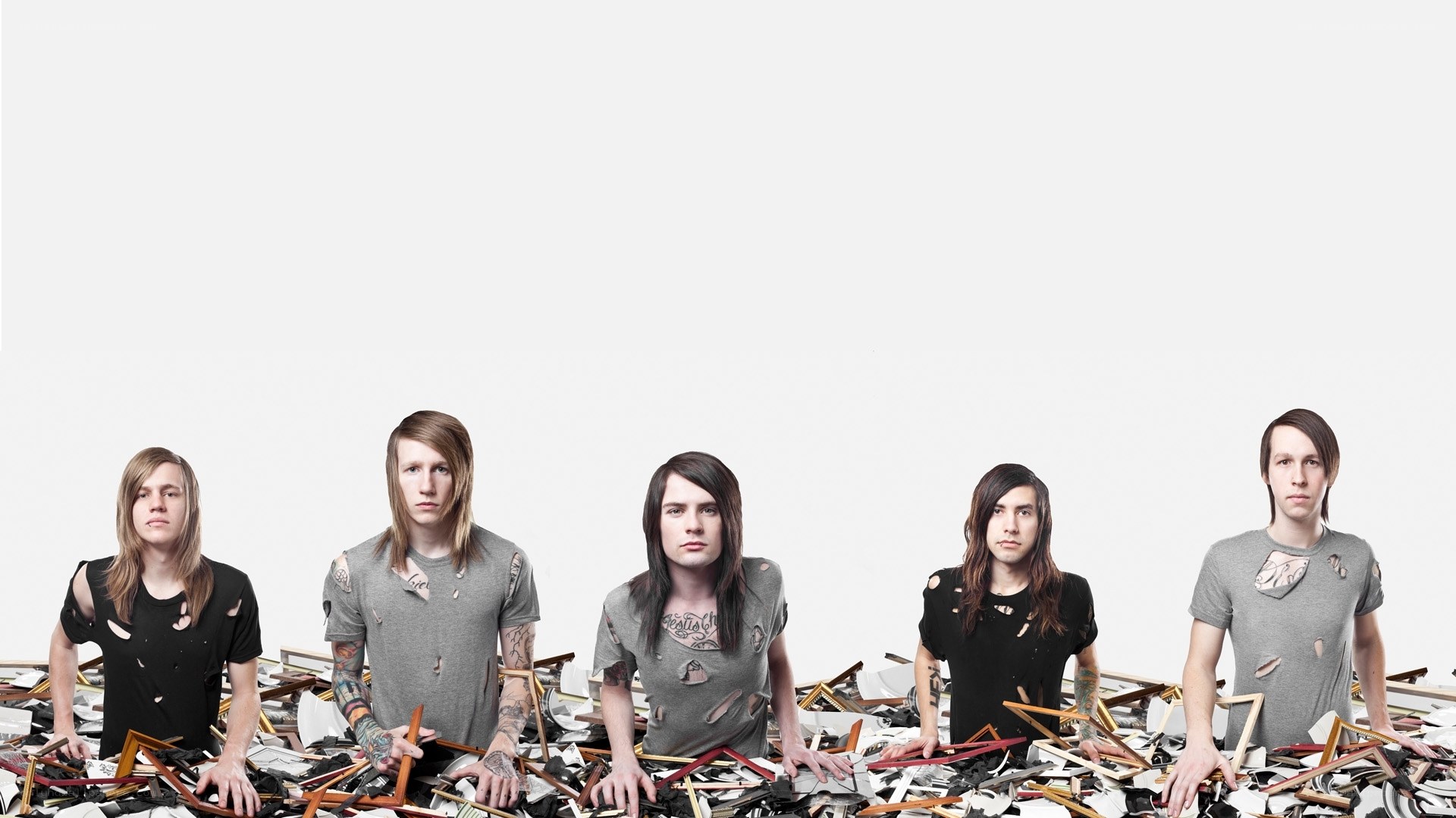 band members in debris