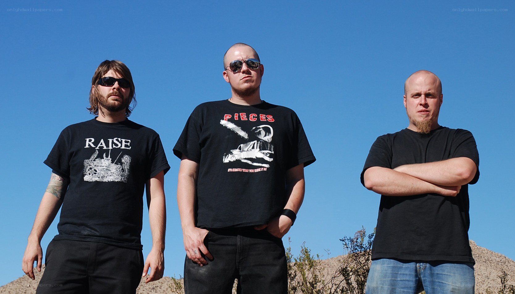 band members in desert