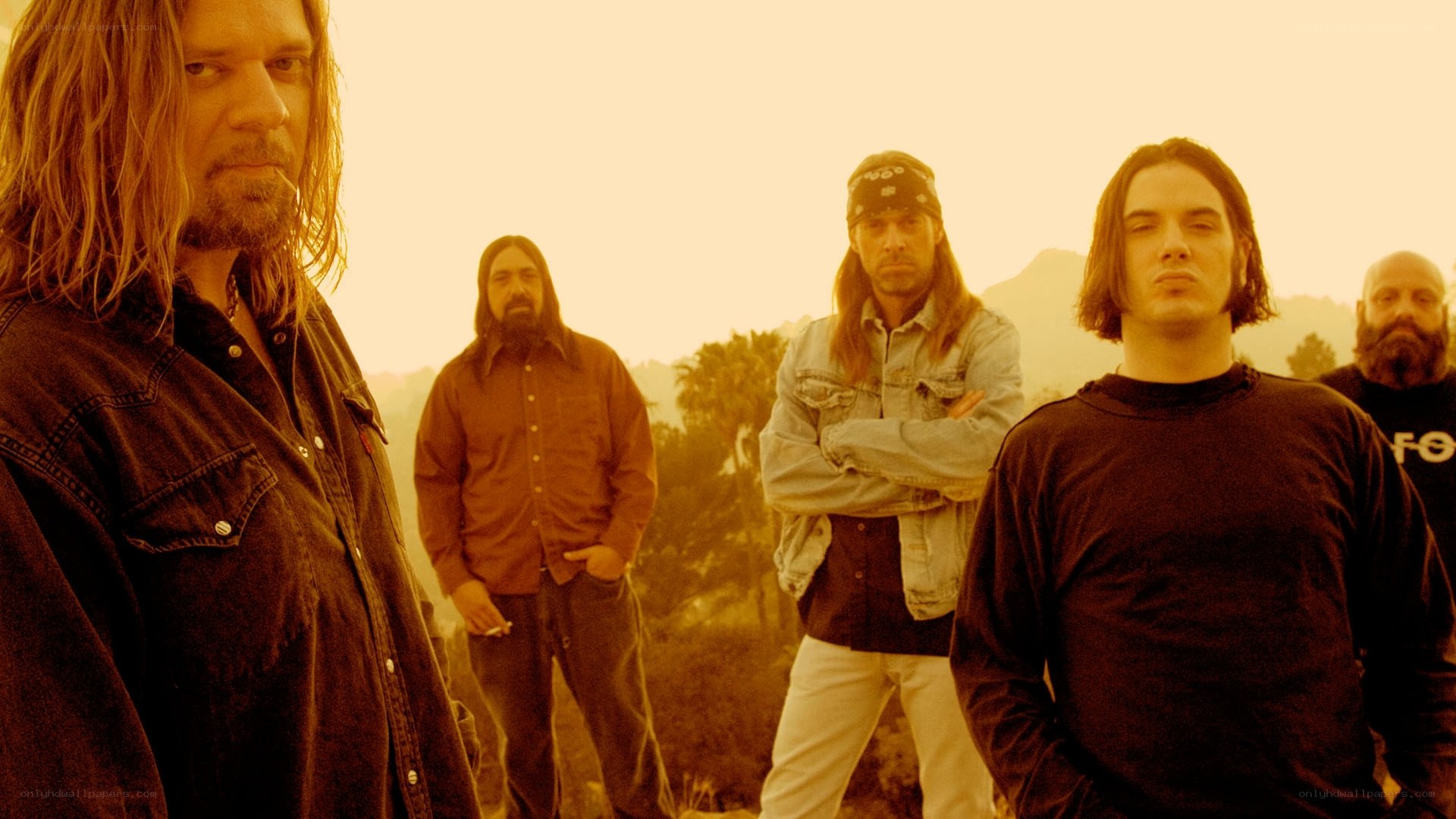 band members in desert