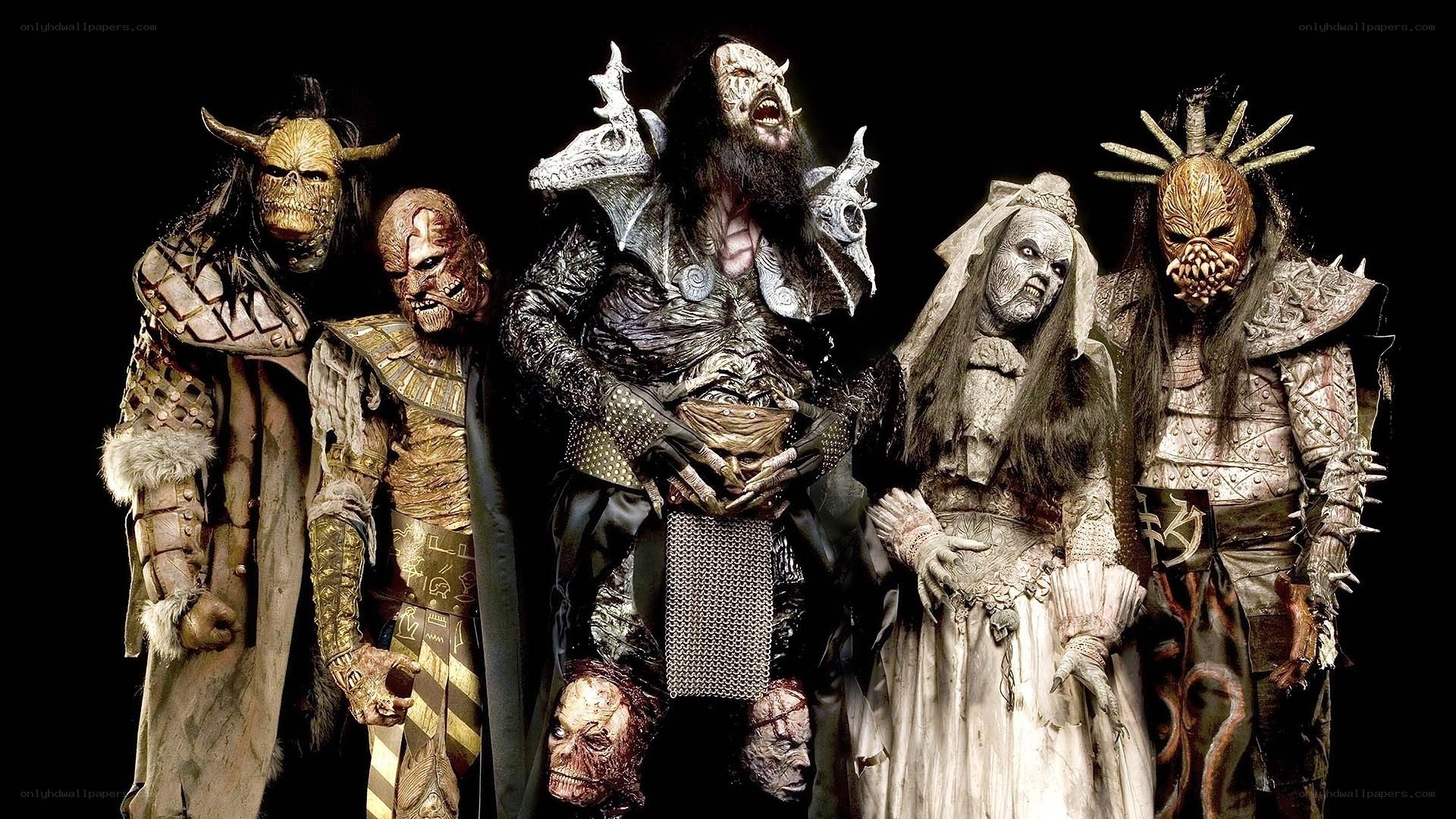 band members in elaborate costumes