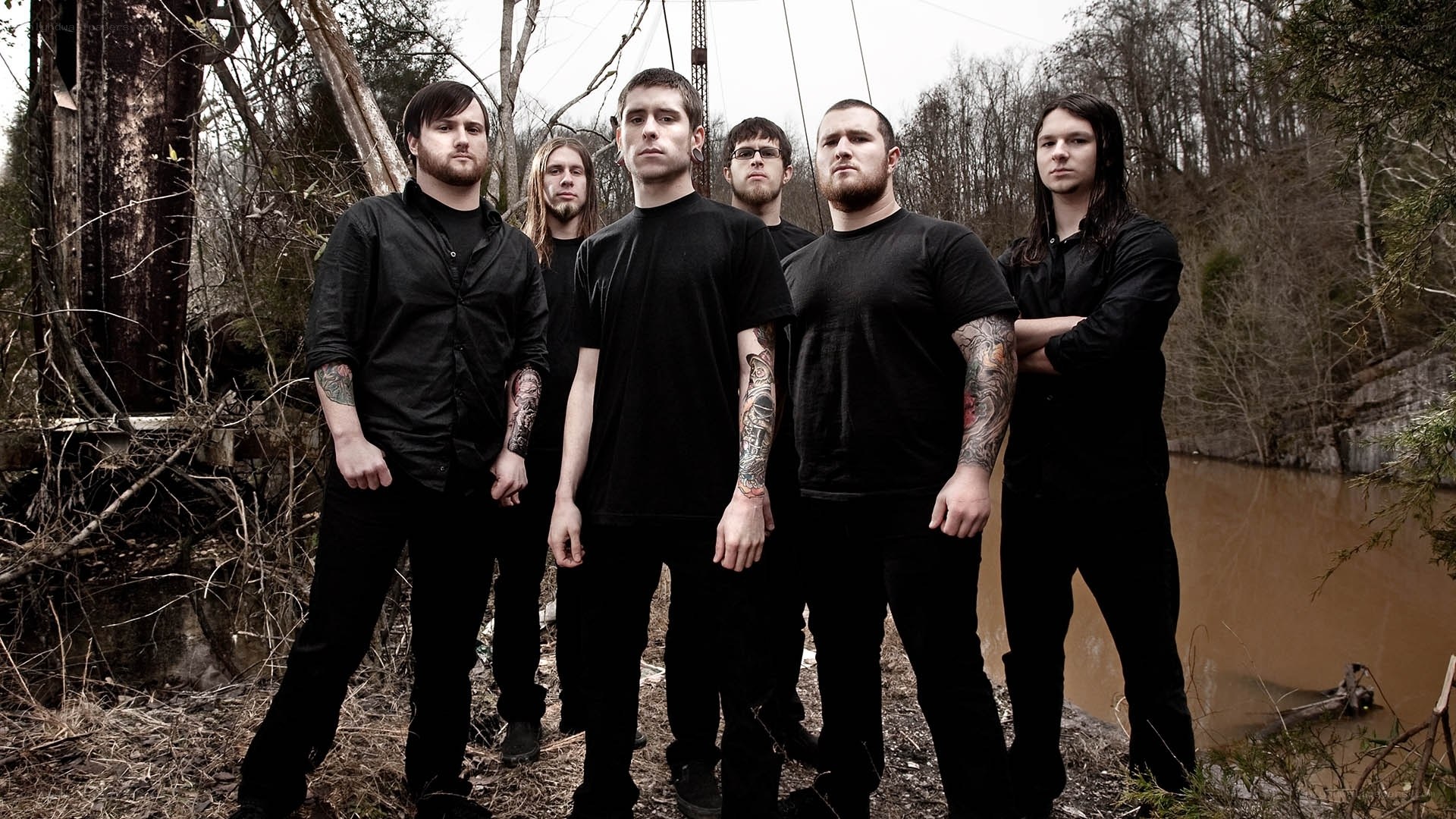 band members in forest