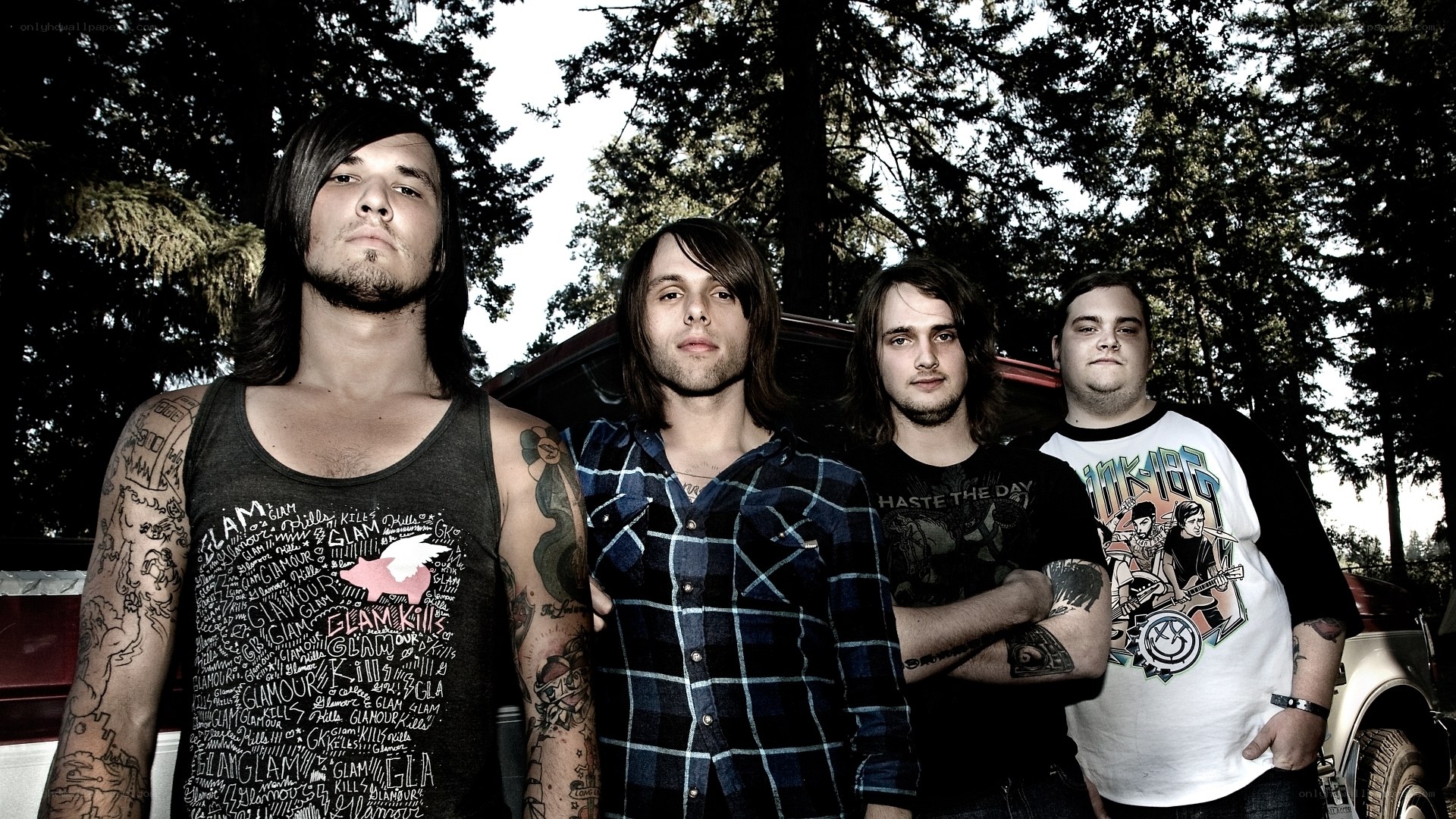band members in forest