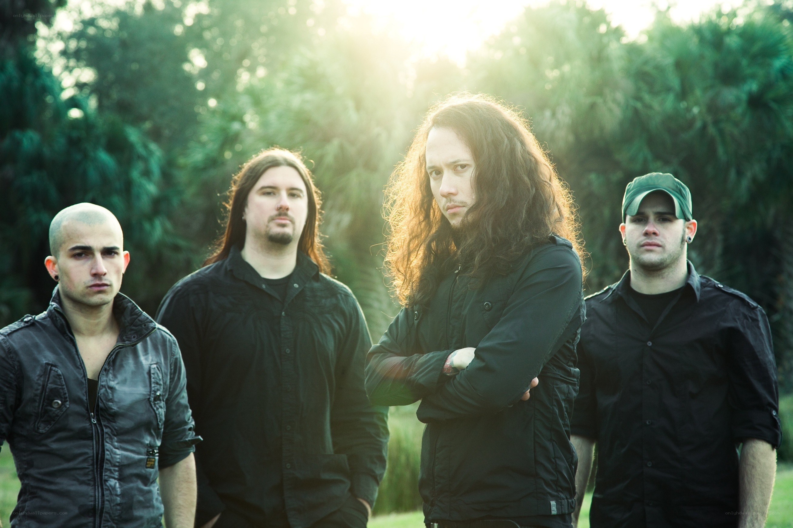 band members in forest