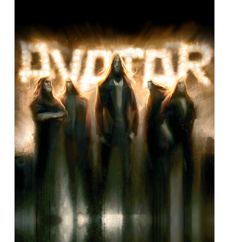 band members in glowing light