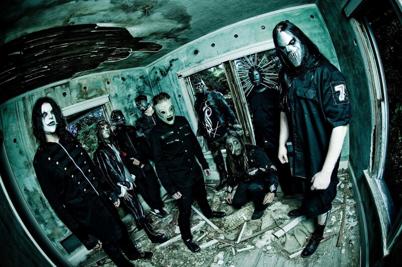 Band Members in Masks — Black, Dark, Eerie, Photograph, Abandoned Building, Debris