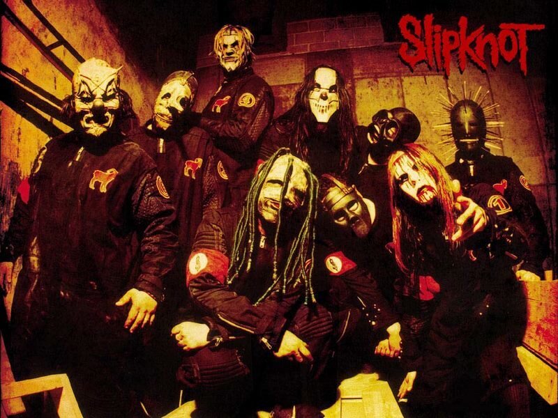 Band Members in Masks — Black, Dark, Photograph, Jackets, Ladder