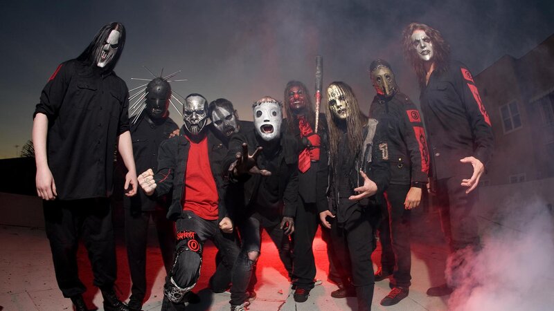 Band Members in Masks — Black, Dramatic, Night