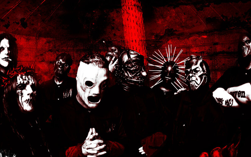 Band Members in Masks — Red