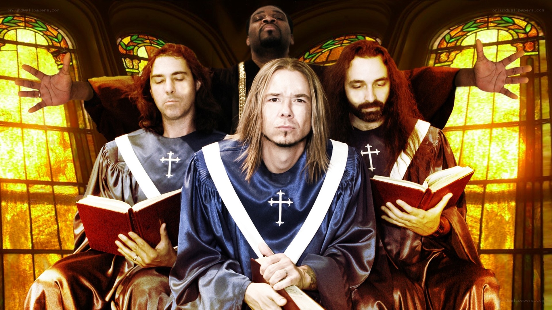 band members in religious robes
