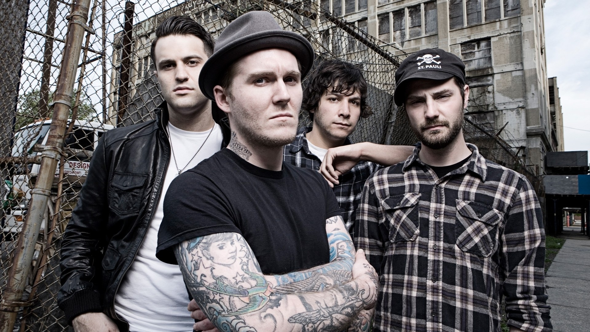 band members in urban setting