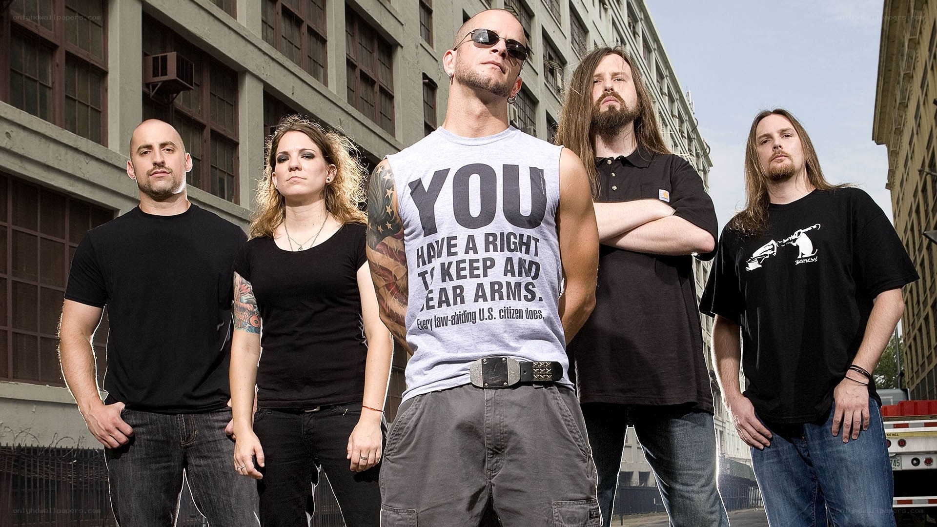 band members in urban setting