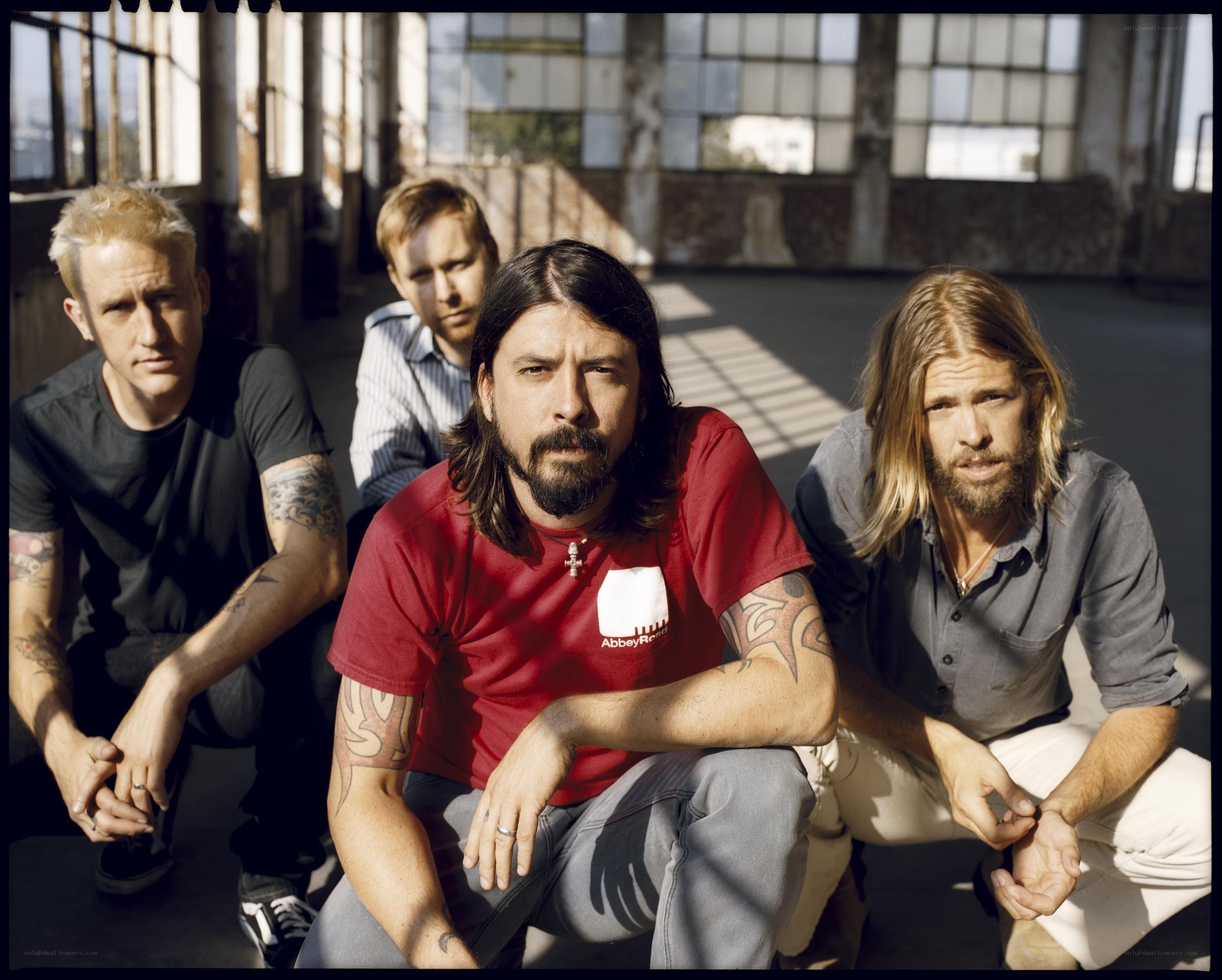 band members in warehouse