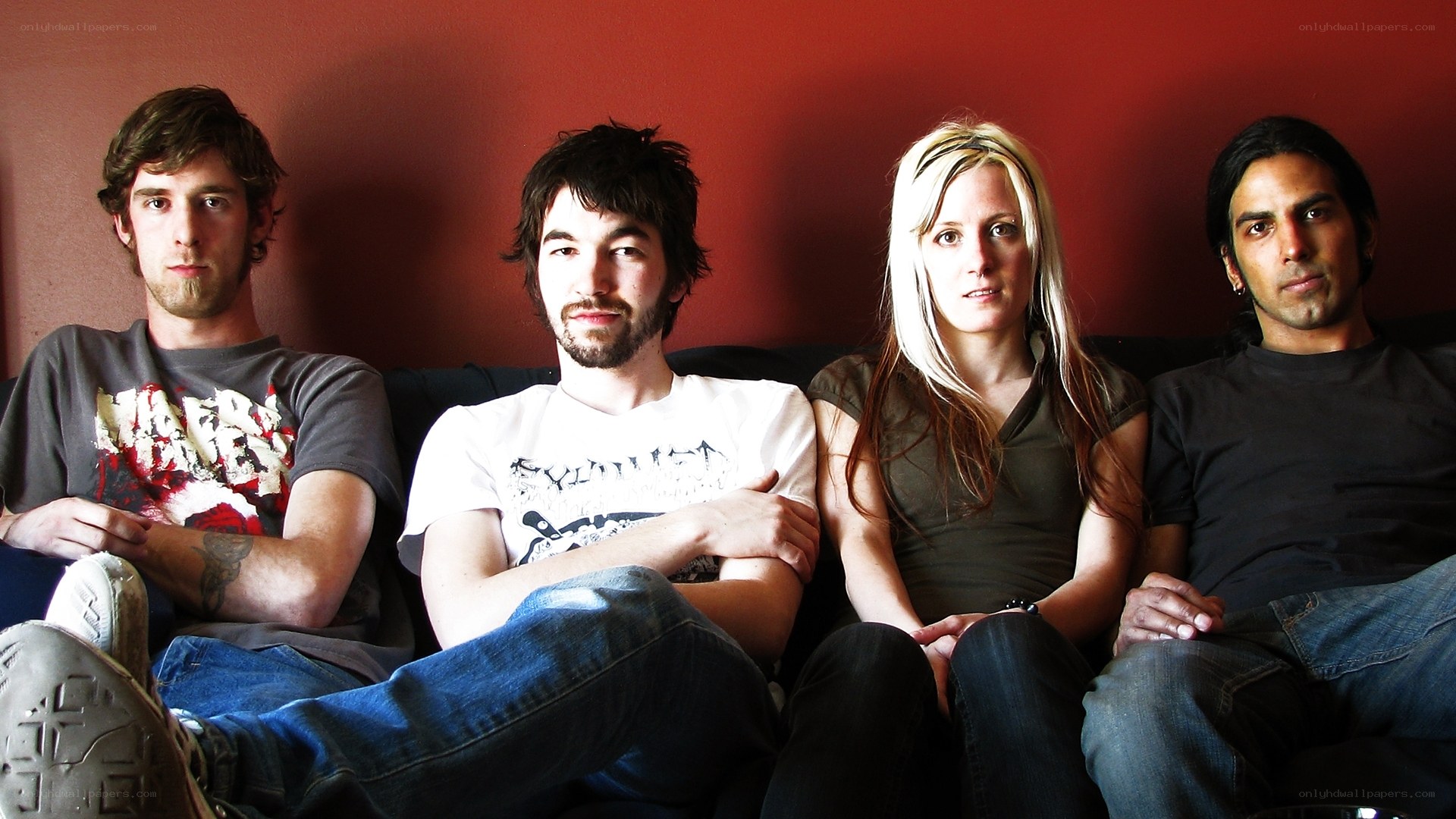 band members on a couch