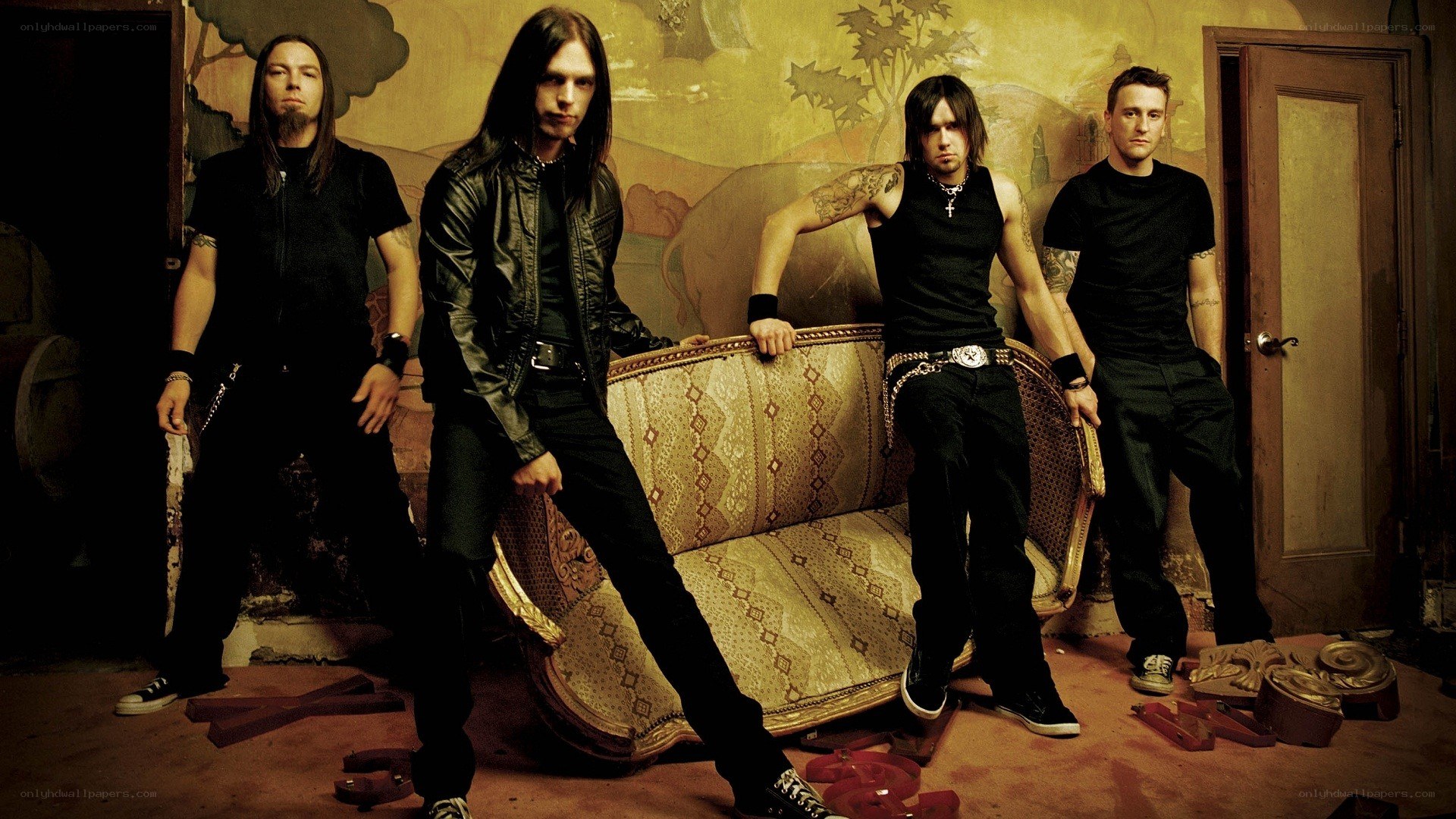 band members on a couch