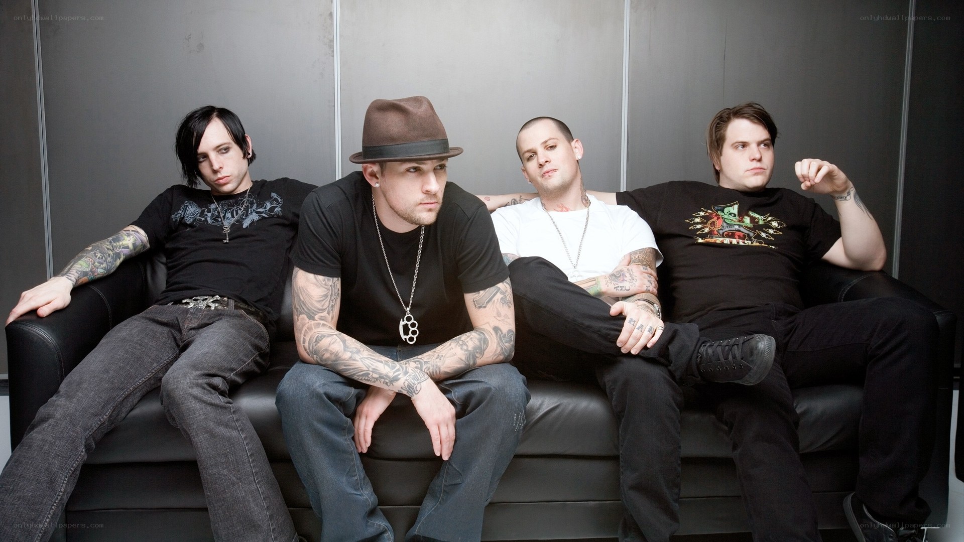 band members on a couch