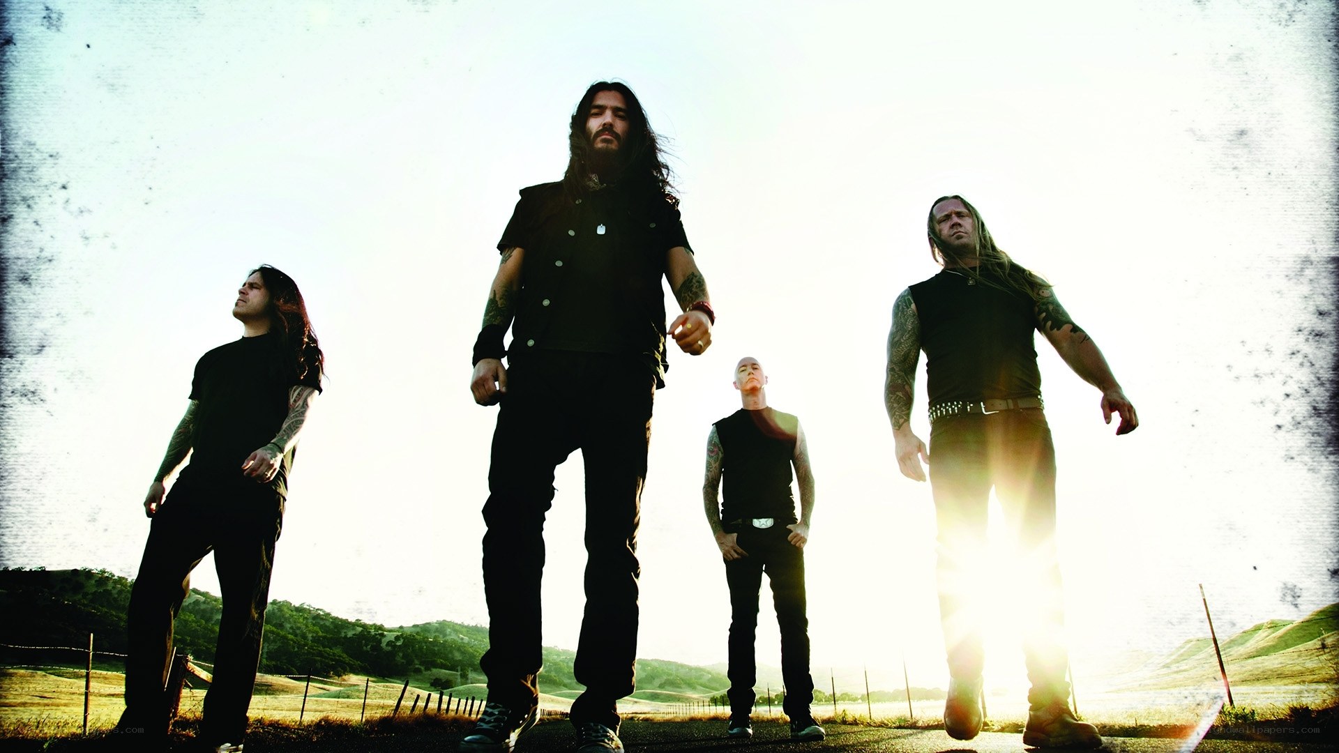 band members on a road