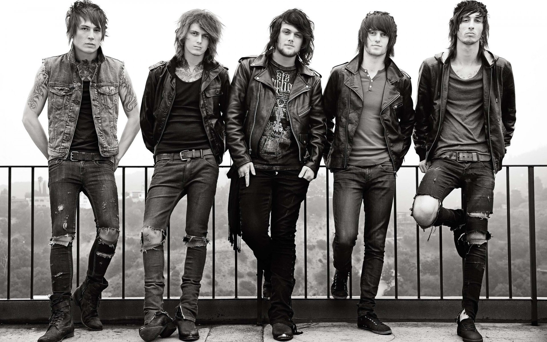 band members on a rooftop