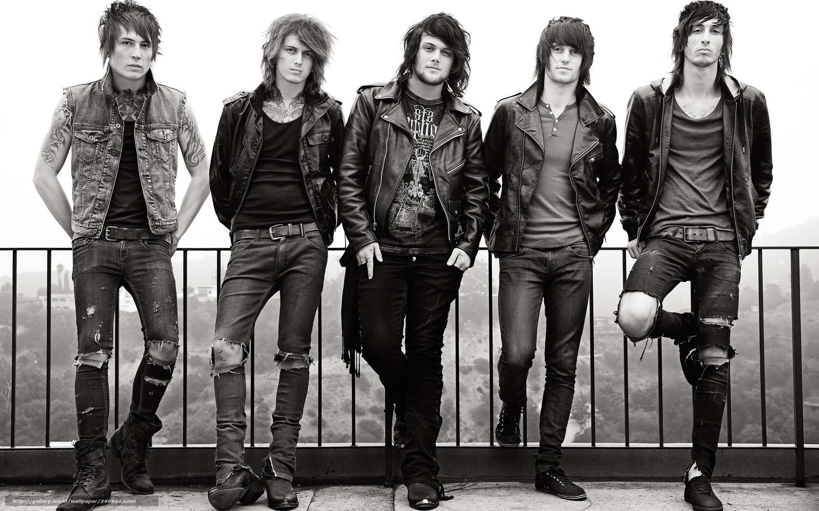 band members on balcony