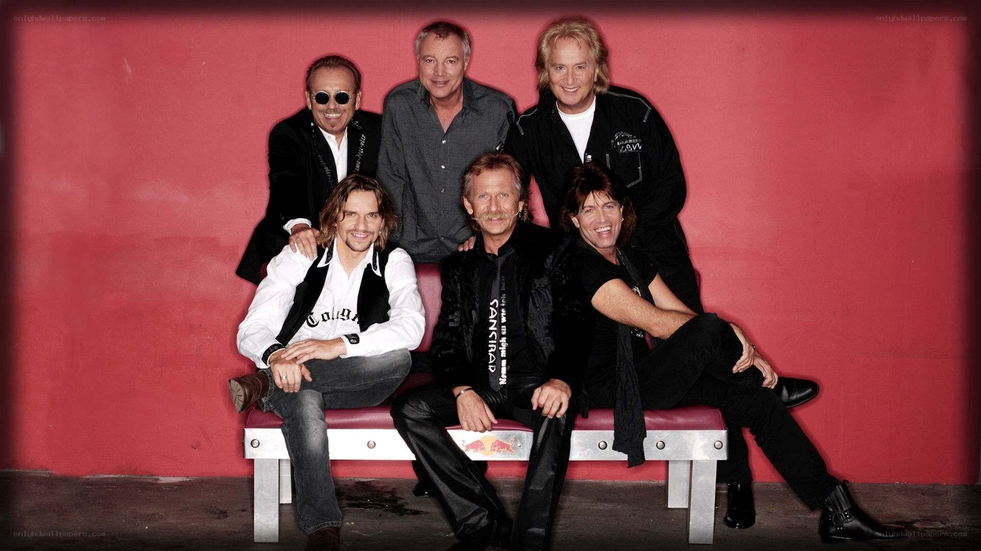 band members on bench