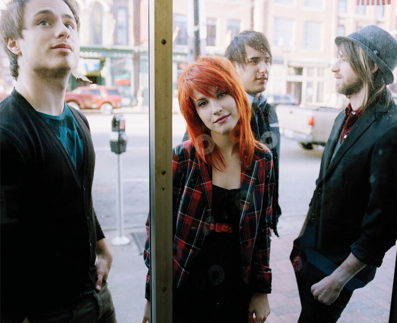 band members on city street