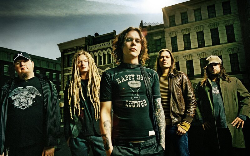 band members on city street