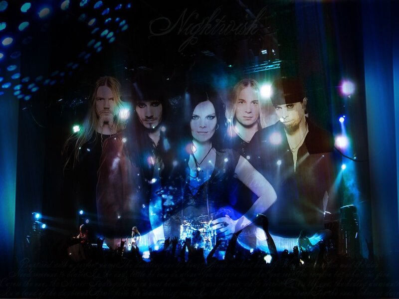 Band Members on Stage — Blue