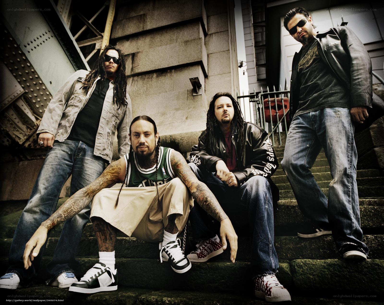 band members on steps