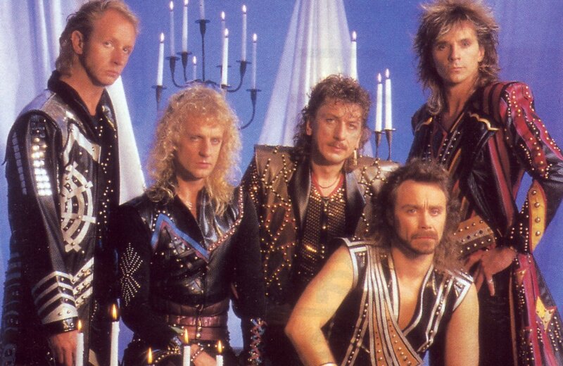 Band Members Posing — Blue, Dramatic