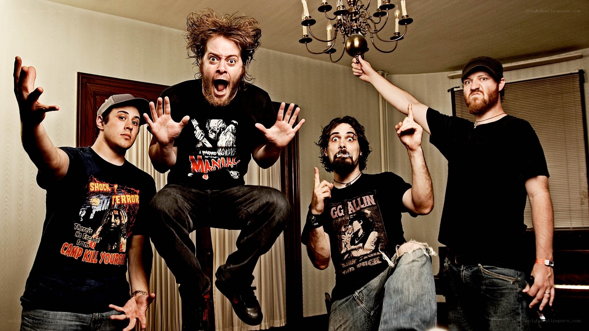 band members posing energetically