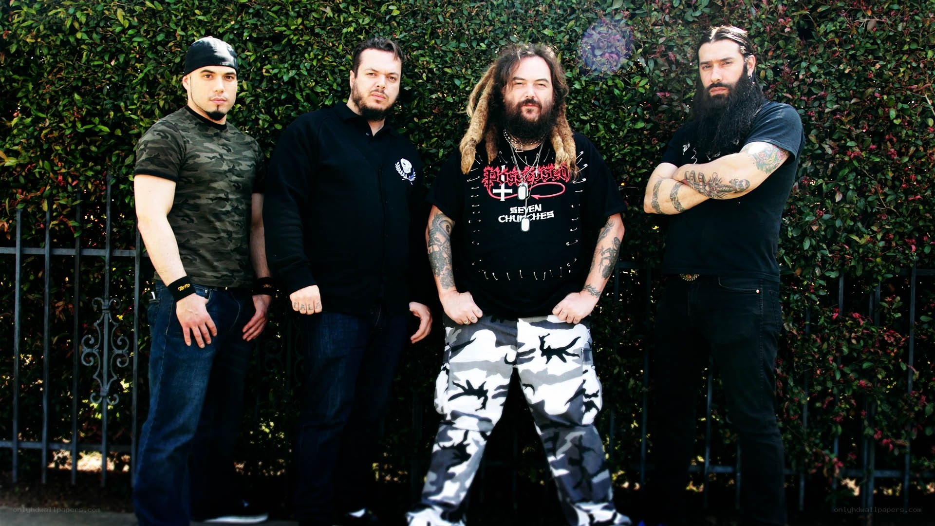 band members posing outdoors