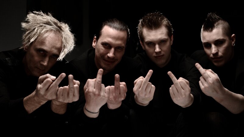 band members showing middle fingers