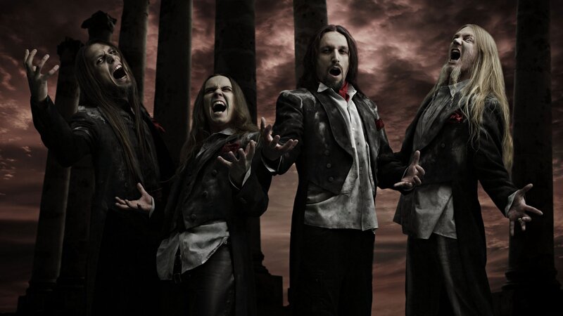 band members singing dramatically