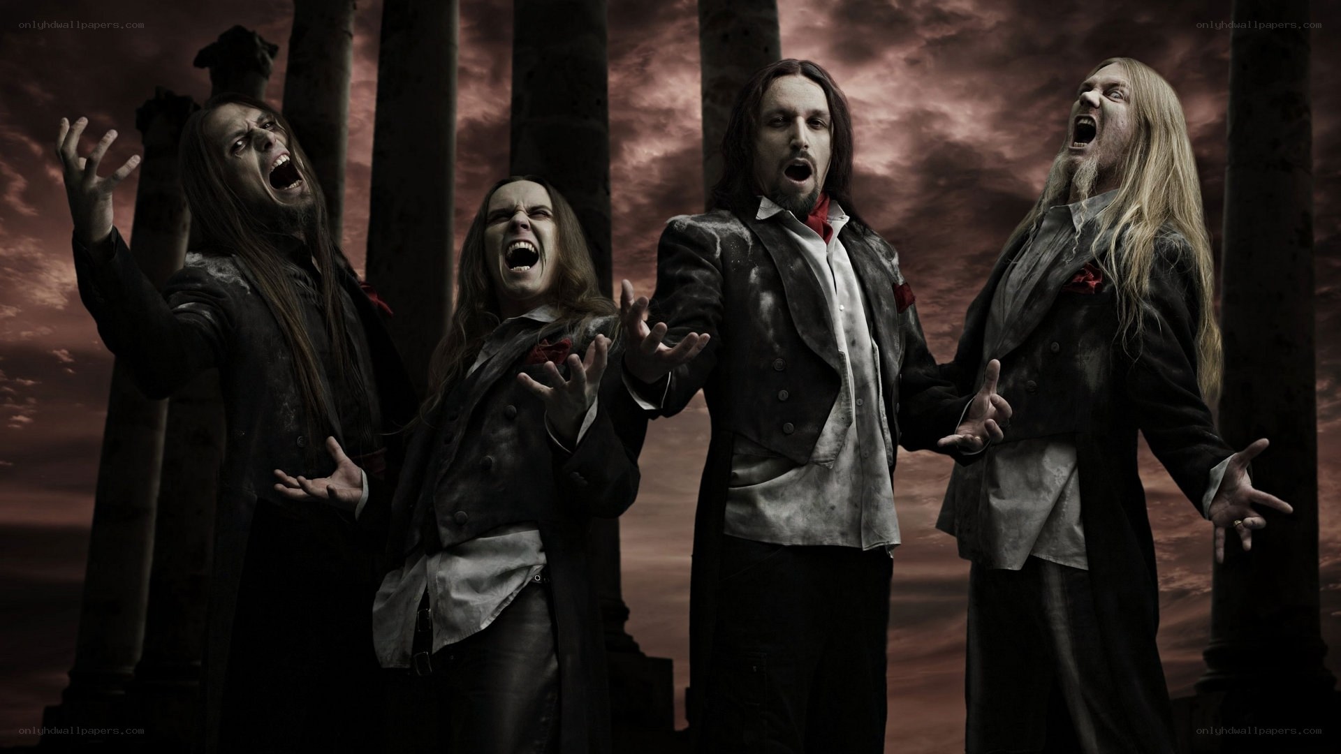 band members singing dramatically