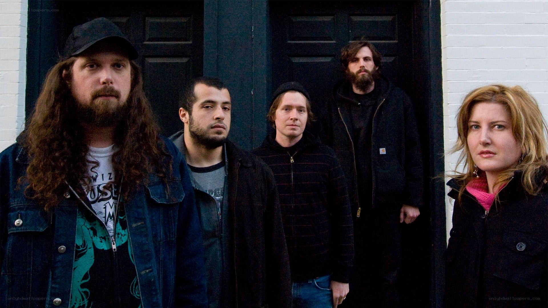 band members standing outside