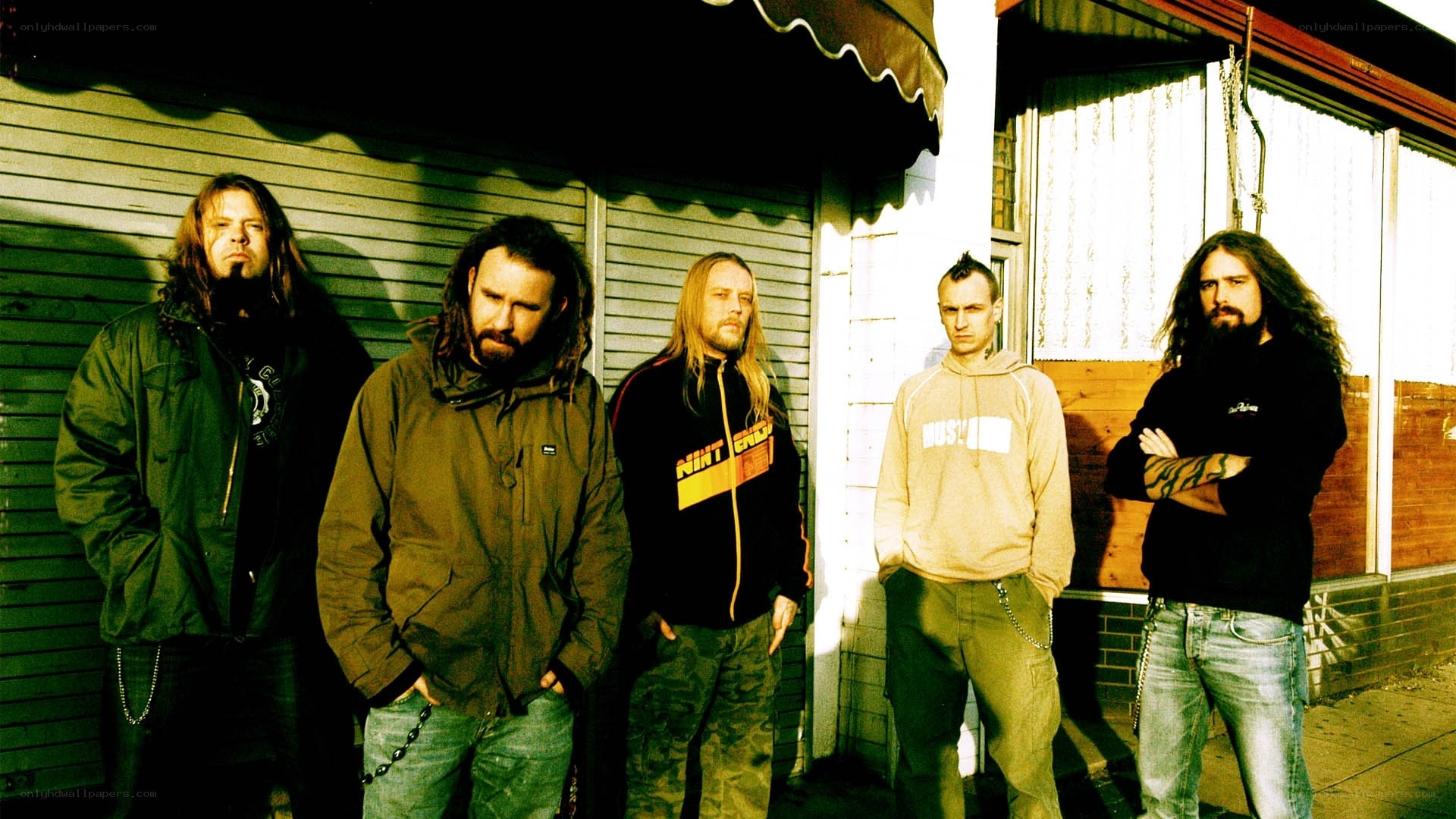 band members standing outside