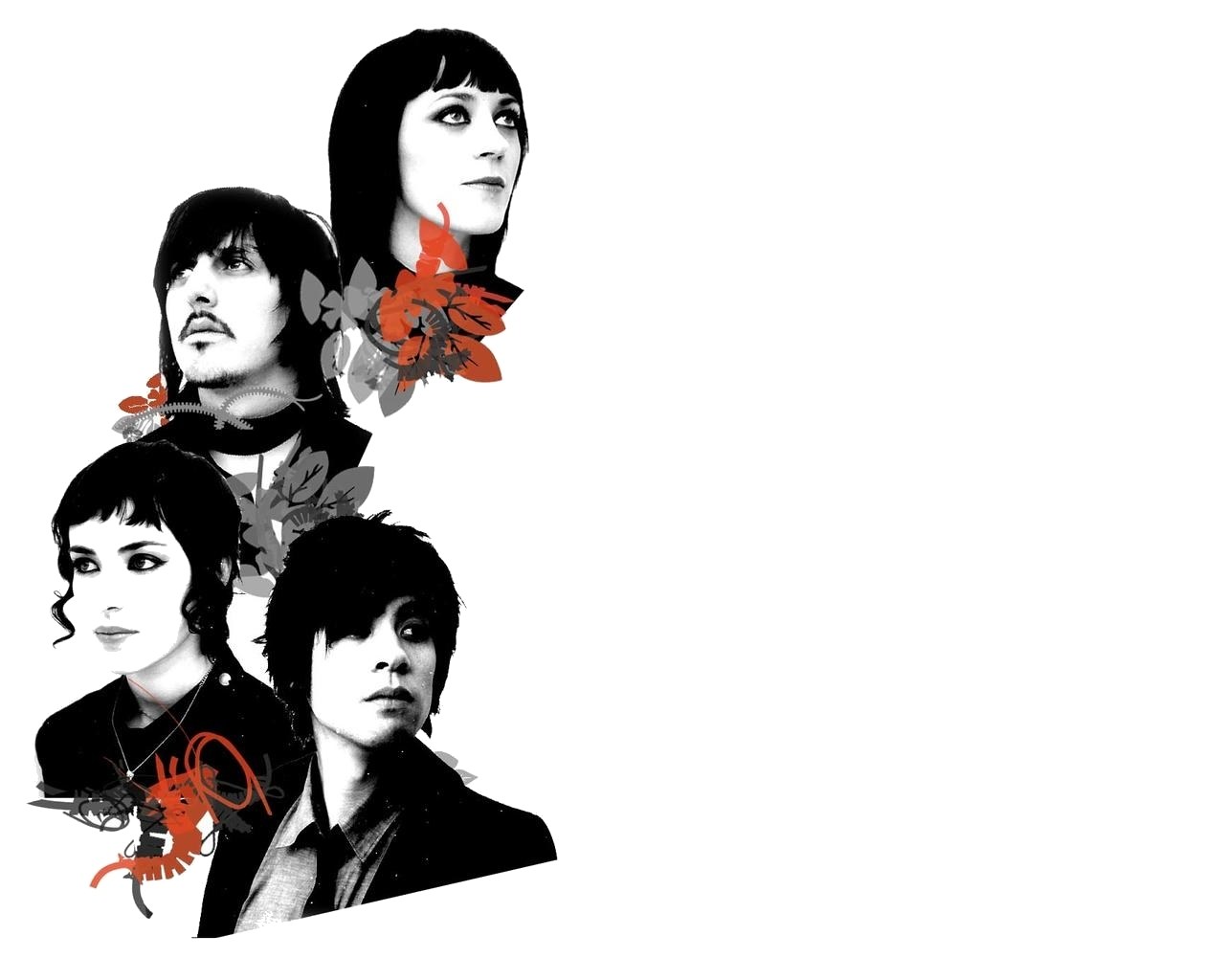 band members with floral graphics